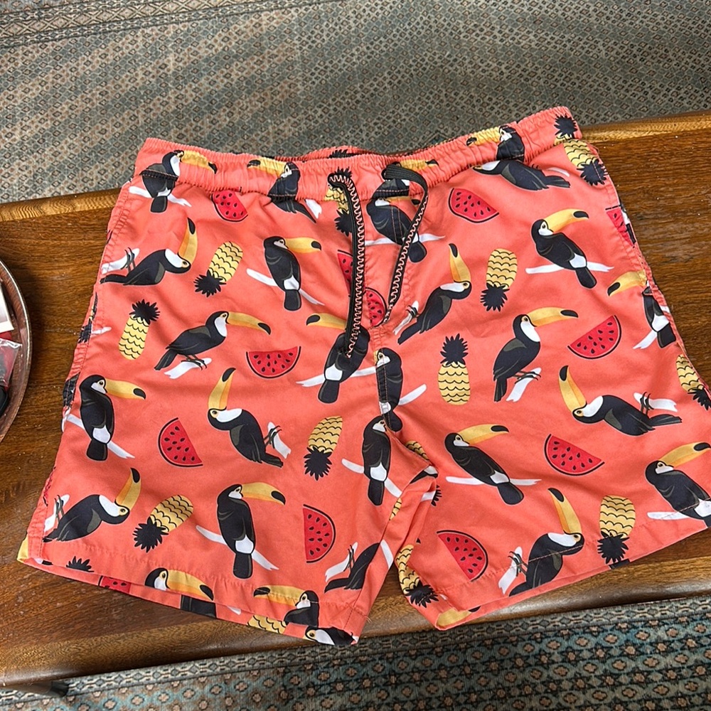 Surf Society Coral and Toucan Swim Trunks Lightweight Design
